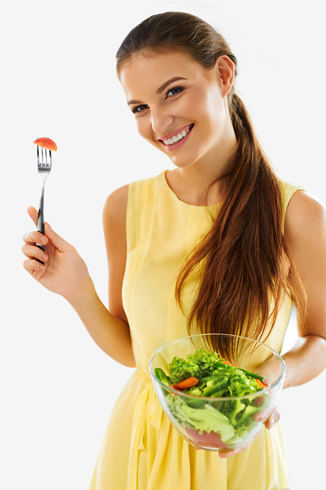 Woman eating a healthy salad